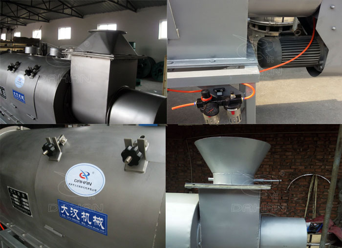 氣旋篩：電機(jī)，進(jìn)料口，氣壓裝置等特寫圖片