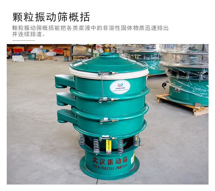 顆粒式振動篩是針對顆粒狀物料進行研發的，由于顆粒的形狀有很多的不同所以，廠家在清網裝置方面進行提升效率。