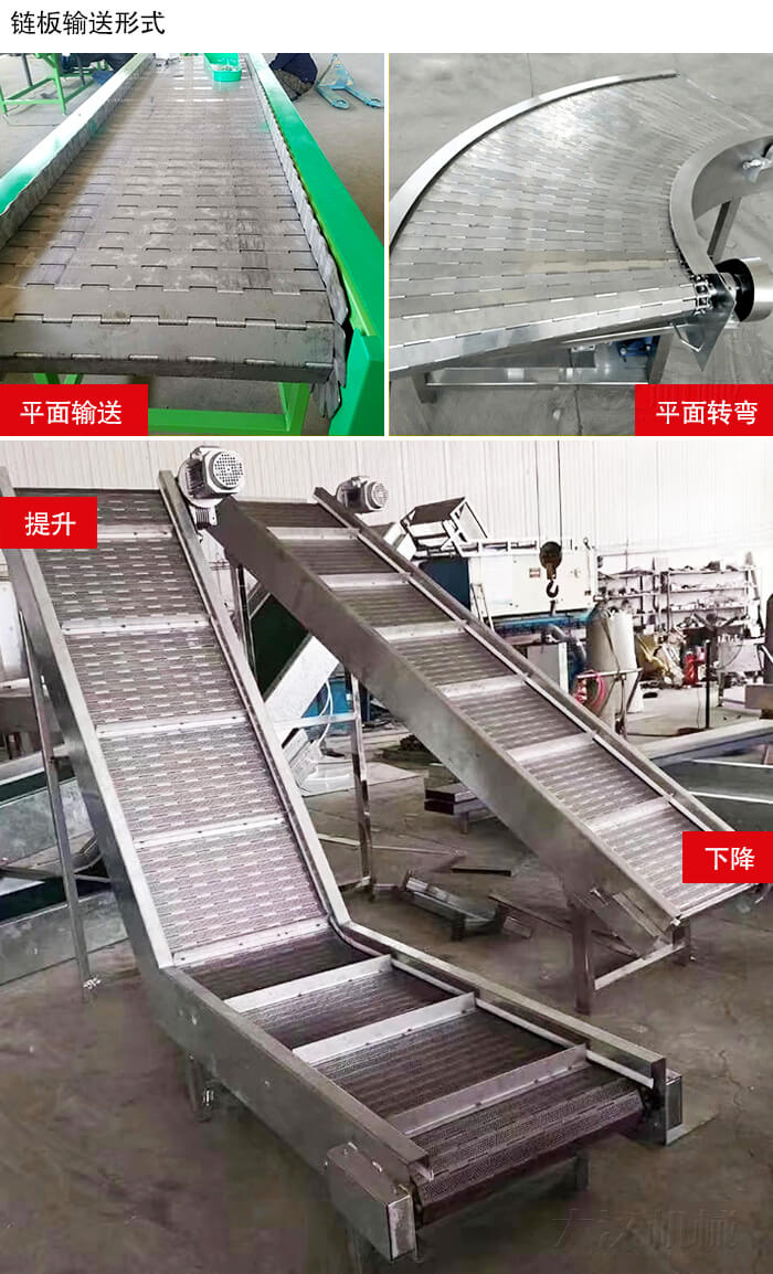 鏈板輸送機平面輸送，平面拐彎，提升等運行現(xiàn)場圖片